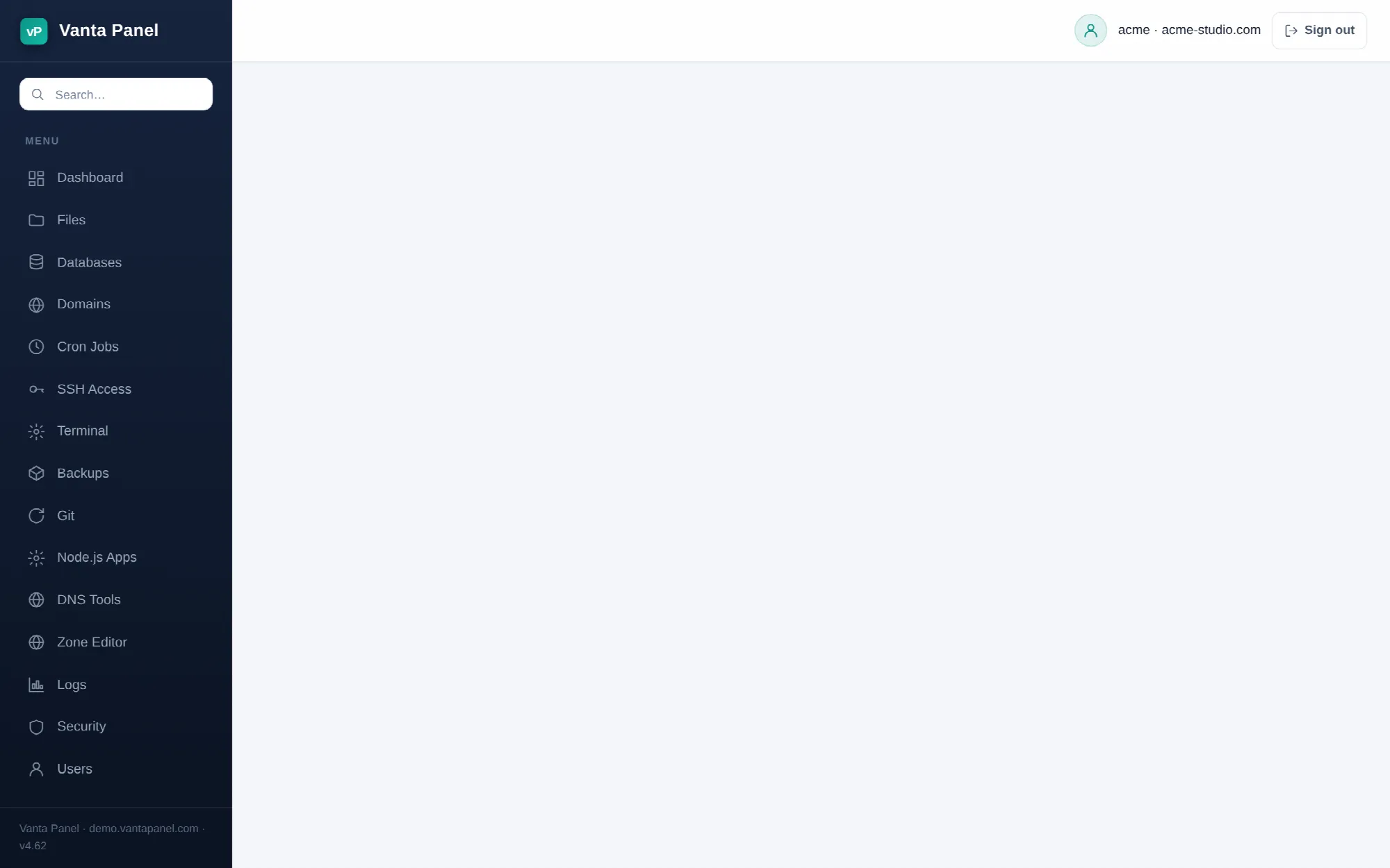 Fourteen-day traffic metrics for an account in vPanel.